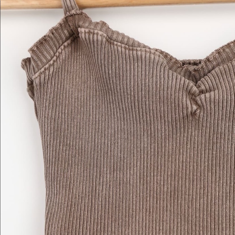Washed Taupe Ribbed Cami Top - Picture 2 of 5